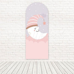 Toile de fond pour arche Baby Shower lune endormie pour événements magiques et rêveurs