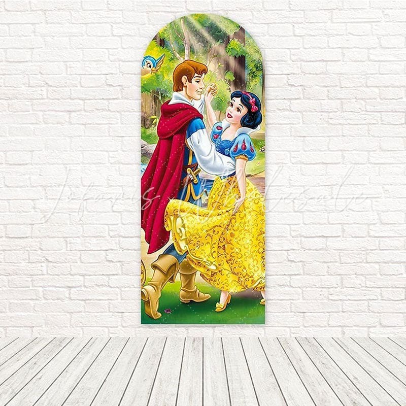 Toile de fond pour arche danse enchantée prince Blanche-Neige pour joie événement royal