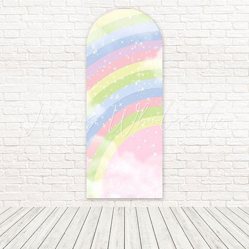 Toile de fond pour arche célébration joyeuse motif arc-en-ciel couleur étincelle