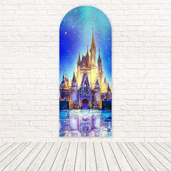 Toile de fond pour arche lueur rose magique château Disney étincelant pour jour princesse