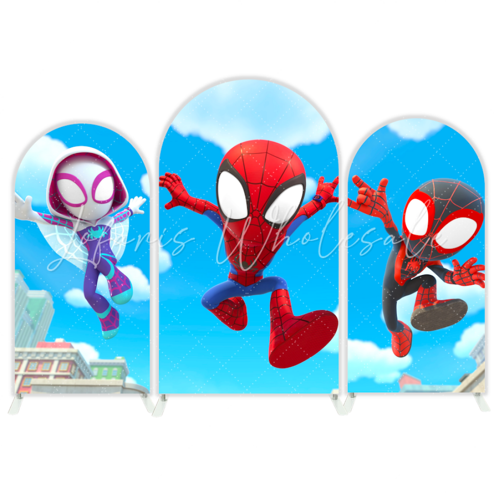 Toile de fond pour arche Joyeux Anniversaire dessin animé Spidey et ses amis extraordinaires
