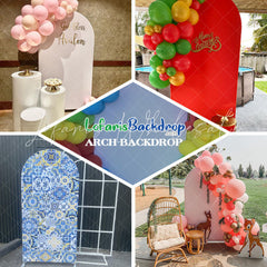 Toile de fond pour arche double face rose thème fille fraise