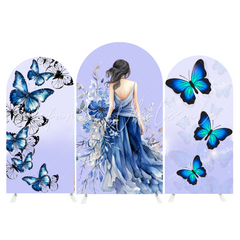 Toile de fond pour arche fond fête anniversaire fille princesse papillon violet Doux 15e 16e 18e