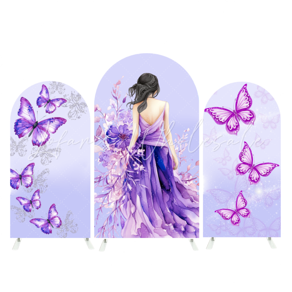 Toile de fond pour arche fond fête anniversaire fille princesse papillon Doux 15e 16e 18e