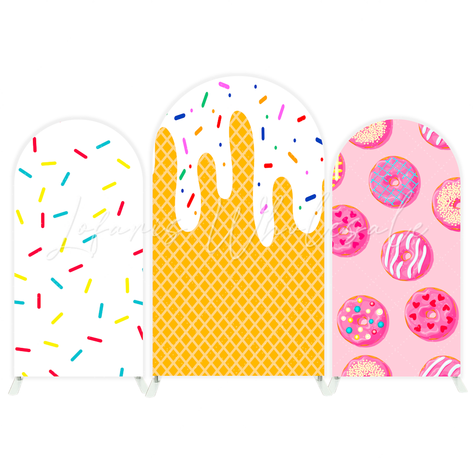 Toile de fond pour arche fête anniversaire Baby Shower beignet sucré