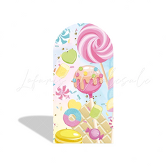 Toile de fond pour arche fête anniversaire Baby Shower thème bonbon beignet sucré