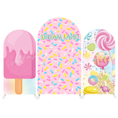 Toile de fond pour arche fête anniversaire Baby Shower thème bonbon beignet sucré