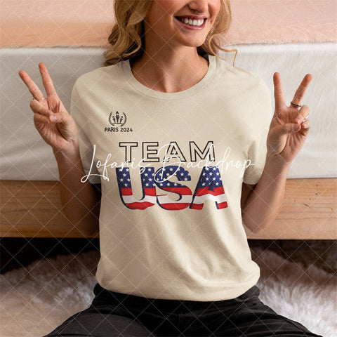 T-shirt à manches courtes olympique Team Usa Flag Paris 2024