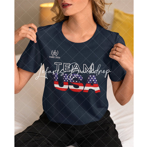 T-shirt à manches courtes olympique Team Usa Flag Paris 2024