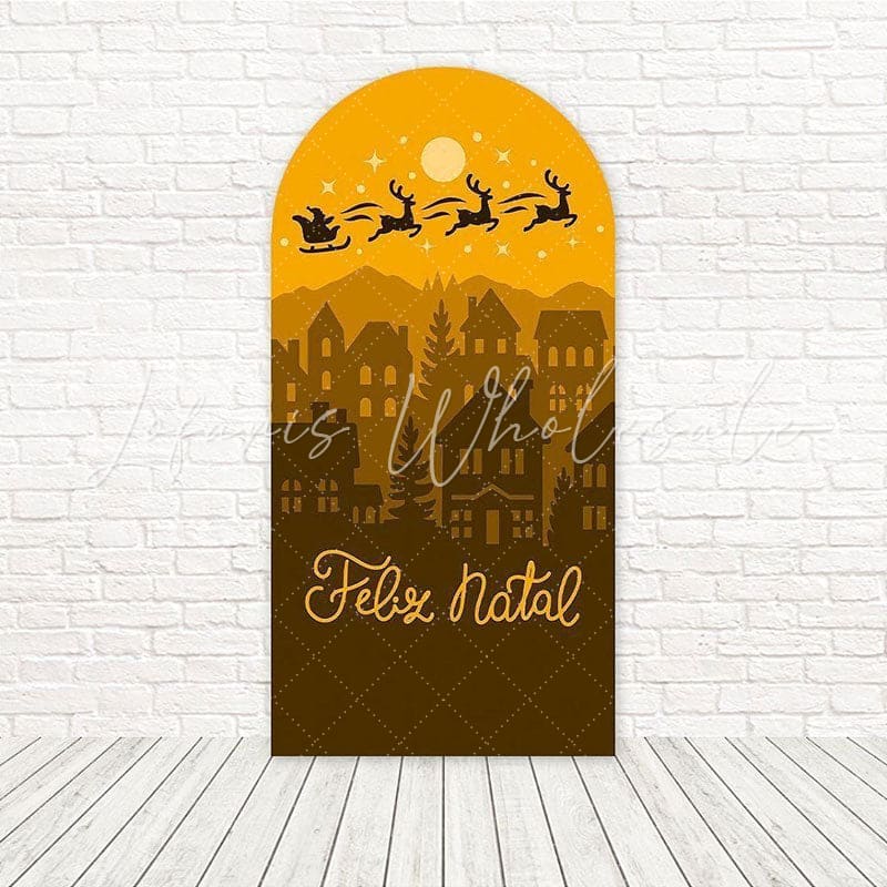 Toile de fond pour arche Noël élan ville pour célébrations hiver douillettes