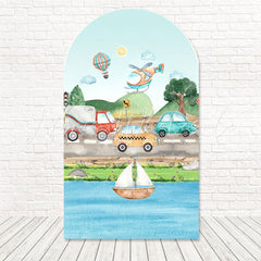Toile de fond pour arche voitures route transport fun pour fête thème véhicules