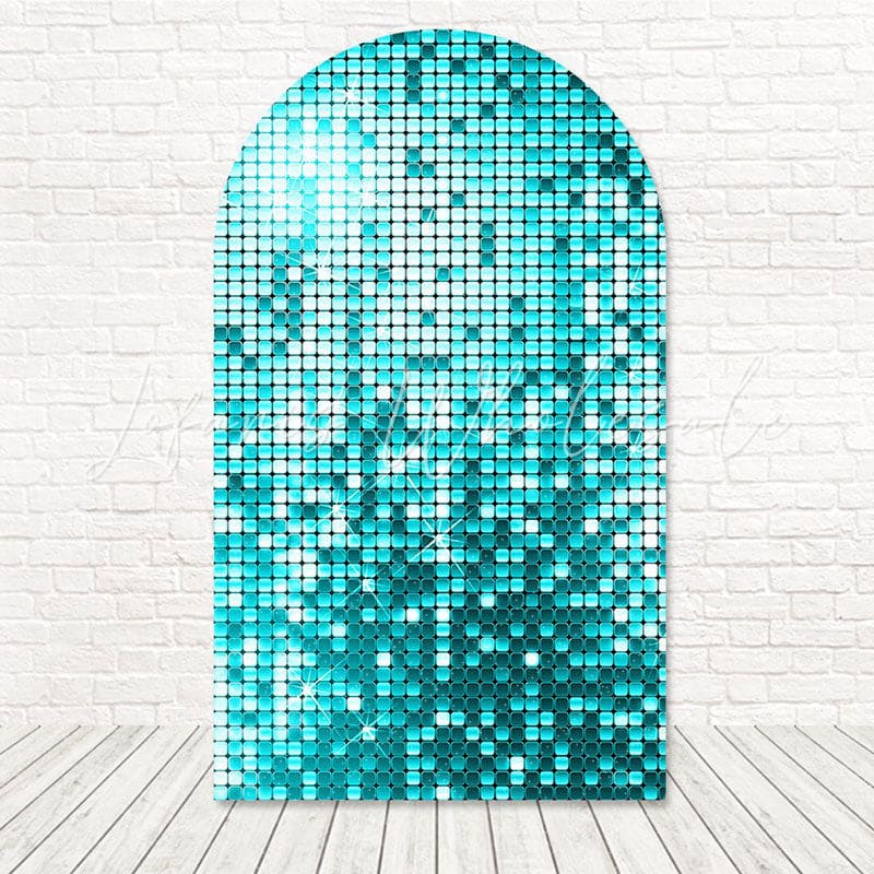 Toile de fond pour arche paillettes bleu turquoise pour thèmes fête étincelante