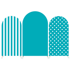 Toile de fond pour arche fête anniversaire Baby Shower rayure pois turquoise