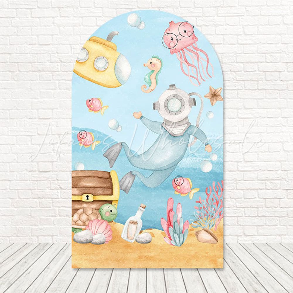 Toile de fond pour arche trésor aquatique sous l'océan pour fête sirène