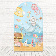 Toile de fond pour arche trésor aquatique sous l'océan pour fête sirène