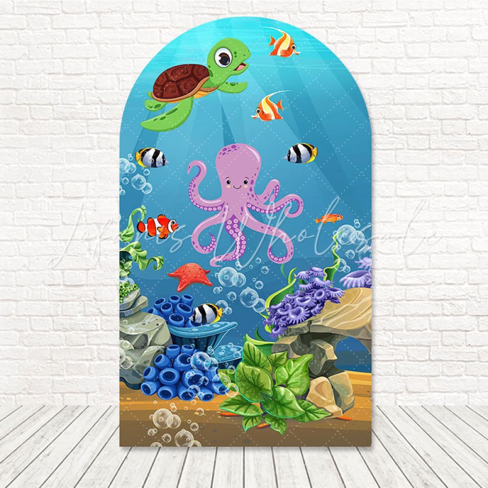 Toile de fond pour arche splash sirène sous l'océan pour fête plongée profonde