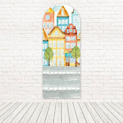 Toile de fond pour arche ville pastel art bâtiment aquarelle pour événement créatif
