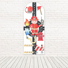 Toile de fond pour arche équipement brave rouge pompier aquarelle pour hommage héros