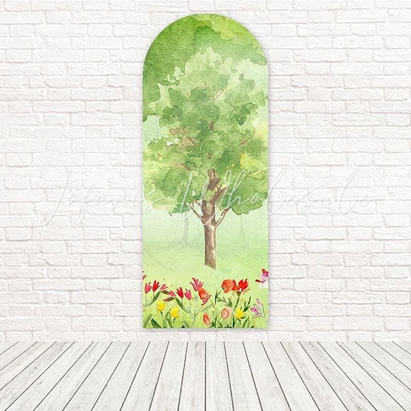 Toile de fond pour arche arbre forêt aquarelle pour thèmes fête inspirée nature