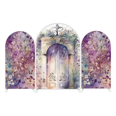 Toile de fond pour arche fête anniversaire porte fleur violette aquarelle