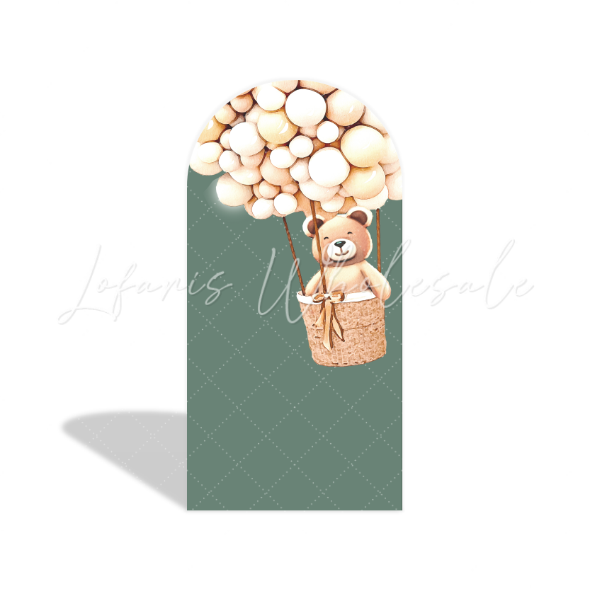 Toile de fond pour arche fête anniversaire ours en peluche montgolfière Oh Baby On peut à peine attendre