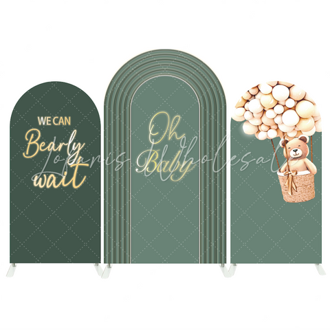 Toile de fond pour arche fête anniversaire ours en peluche montgolfière Oh Baby On peut à peine attendre