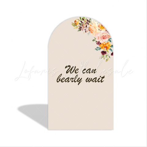 Toile de fond pour arche fête anniversaire ours en peluche On peut à peine attendre