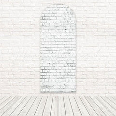 Toile de fond pour arche ambiance rustique propre mur briques blanches pour installation minimale