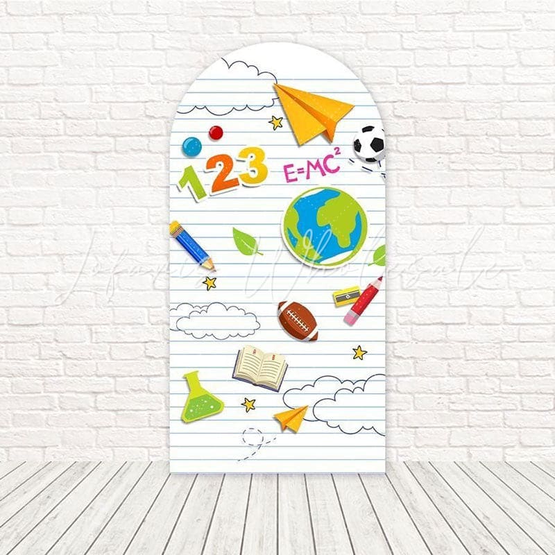 Toile de fond pour arche éducatif retour en classe école blanc pour événements