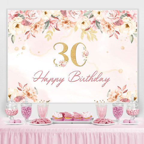 30e Joyeux Anniversaire Floral Rose Toile de Fond pour la Fête