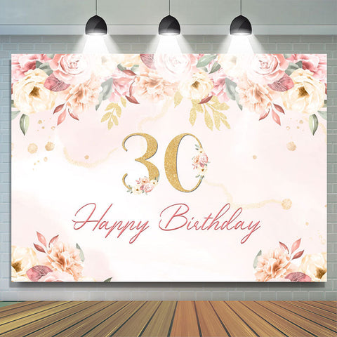 30e Joyeux Anniversaire Floral Rose Toile de Fond pour la Fête