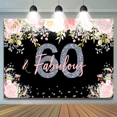 60 et fabuleux fond floral rose 60e anniversaire