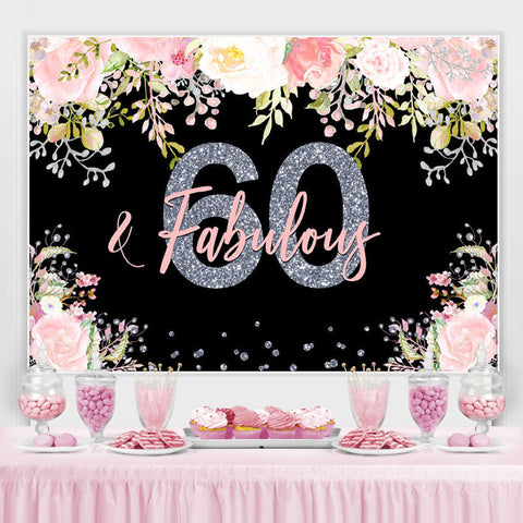 60 et fabuleux fond floral rose 60e anniversaire