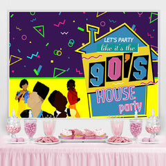 Fête à la maison des années 90 et toile de fond d'anniversaire de lignes abstraites