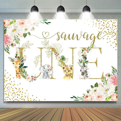 Safari Et Floral Paillettes Sauvage Un Anniversaire Toile de fond