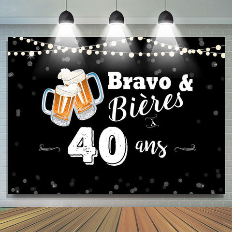 Acclamations Et Bières À 40 Années Heureux Anniversaire Toile de fond