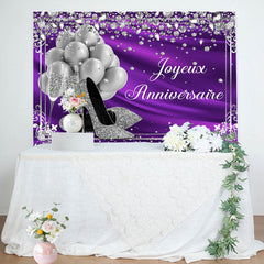 Argent Ballon et Diamants Violet Anniversaire Toile de fond