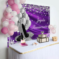 Argent Ballon et Diamants Violet Anniversaire Toile de fond