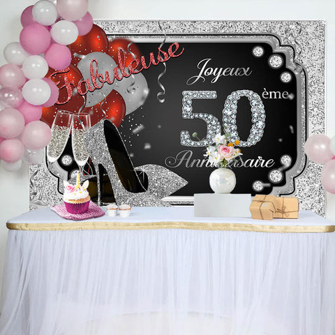 Argent Paillettes diamant Talons 50ème Anniversaire Toile de fond