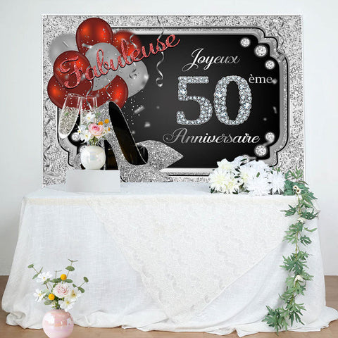 Argent Paillettes diamant Talons 50ème Anniversaire Toile de fond