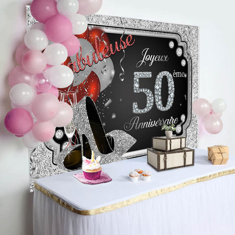 Argent Paillettes diamant Talons 50ème Anniversaire Toile de fond