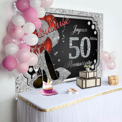 Argent Paillettes diamant Talons 50ème Anniversaire Toile de fond