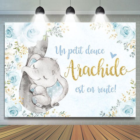 Bleu Rose et Éléphant Toile de fond pour Bébé Douche Faire la fête