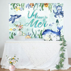 Oneder Le Mer Requin Algue 1er Anniversaire Toile de fond