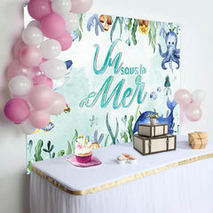 Oneder Le Mer Requin Algue 1er Anniversaire Toile de fond