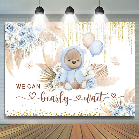 Floral We Can Bearly Wait Teddy Bébé Douche Backdrop