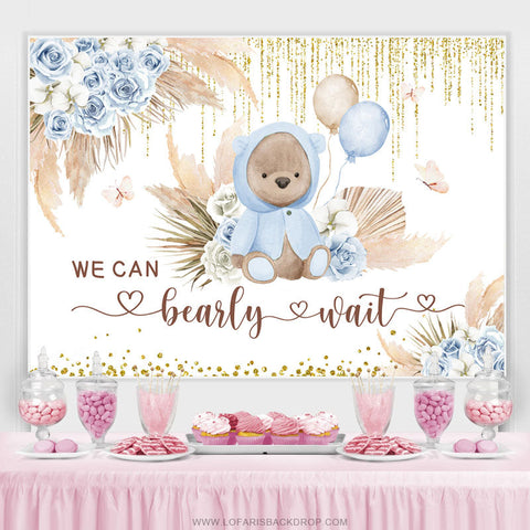 Floral We Can Bearly Wait Teddy Bébé Douche Backdrop