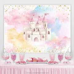 Toile de fond de douche de bébé château scintillant et coloré
