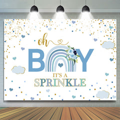 Toile de fond de douche de bébé Oh Boy coeur bleu et nuage