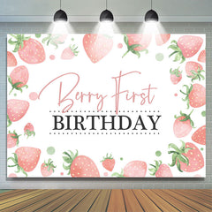 Fraise Premier Anniversaire Doux Pour Fille Toile De Fond